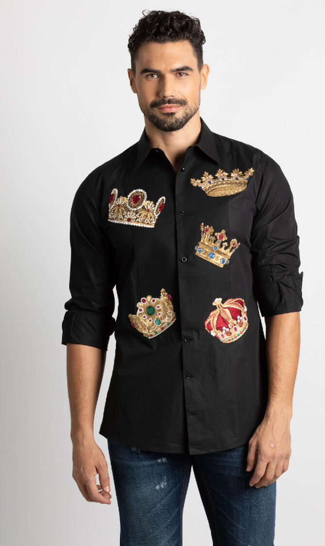 Embroidered Crown Long Sleeve Shirt
