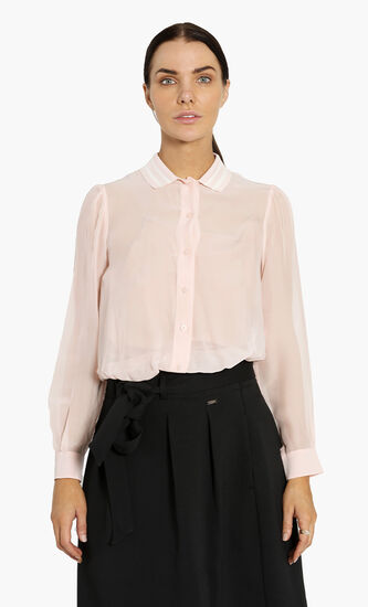Ribbed Collar Long Sleeves Shirt