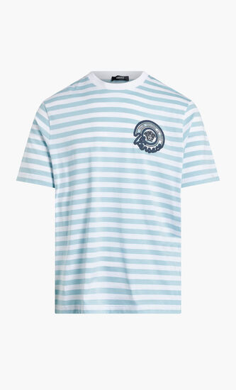 T-SHIRT STRIPED JERSEY FABRIC + EMBROIDERED VERSACE NAUTICAL EMBLEM