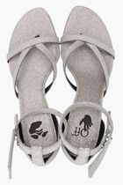 Glitter Calf Zip Tie Sandal Silver Silve