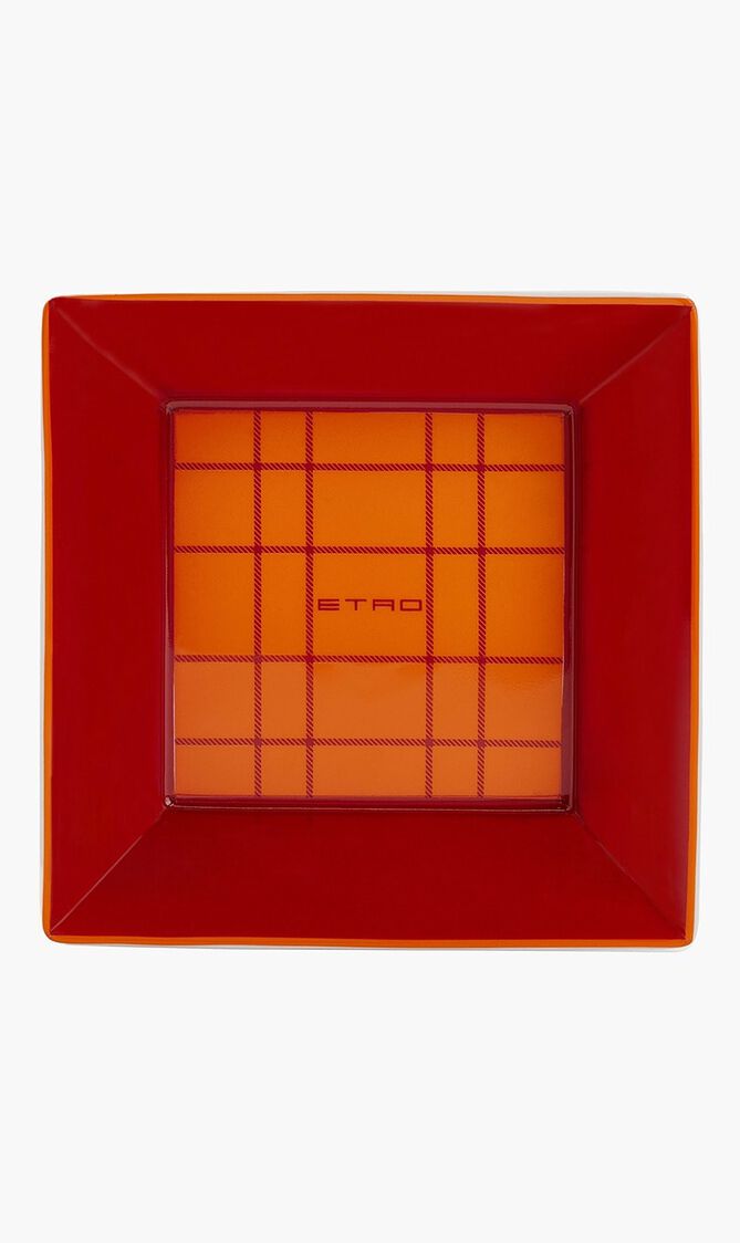 Tartan Trinket Tray Square Small Red