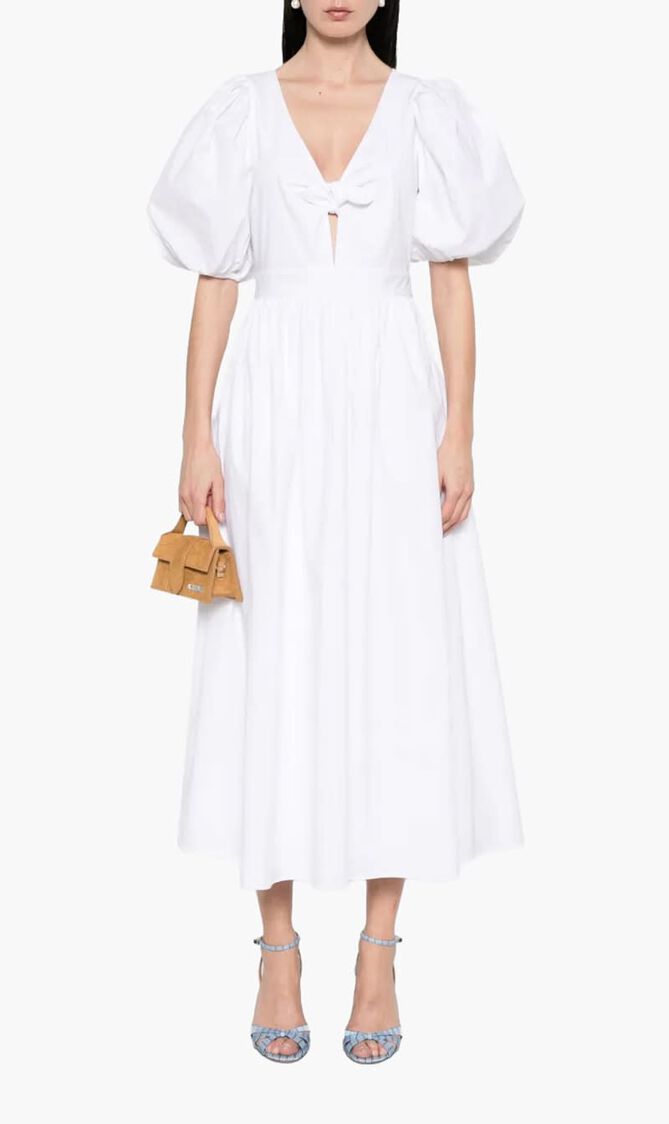 PUFF SLEEVE MIDI DRESS