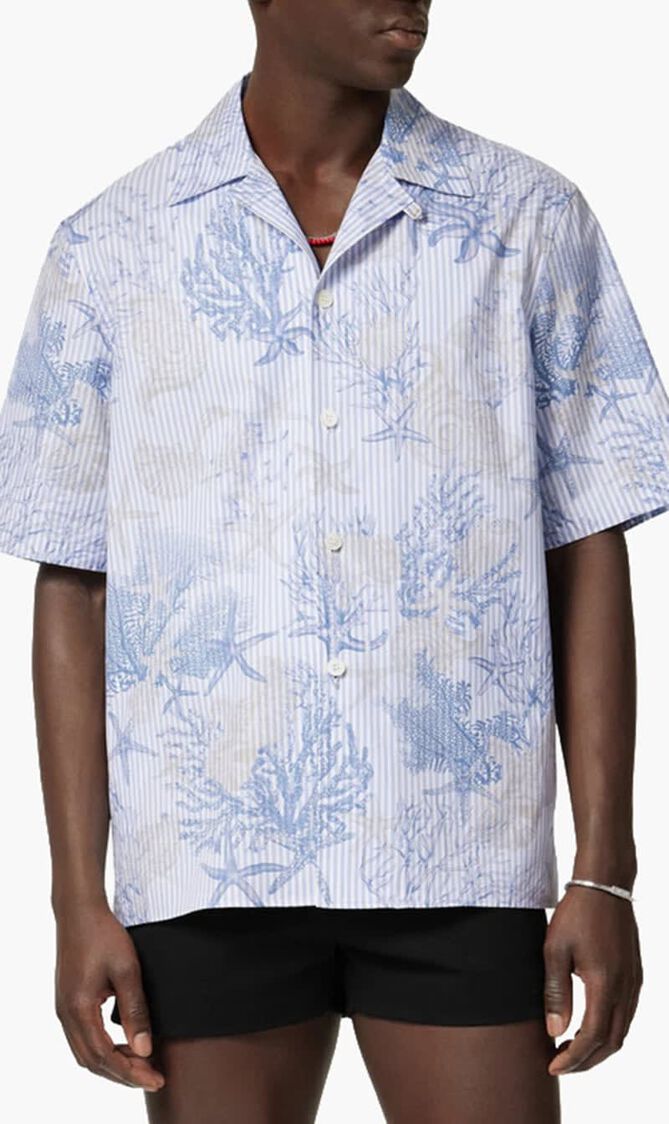 INFORMAL SHIRT STRIPED POPLIN WITH ALL OVER LA VACANZA PRINT