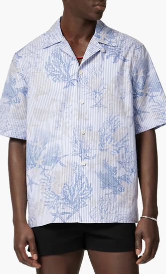 INFORMAL SHIRT STRIPED POPLIN WITH ALL OVER LA VACANZA PRINT