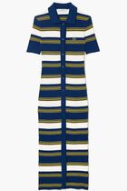 Rib Knit Striped Shirt Dress