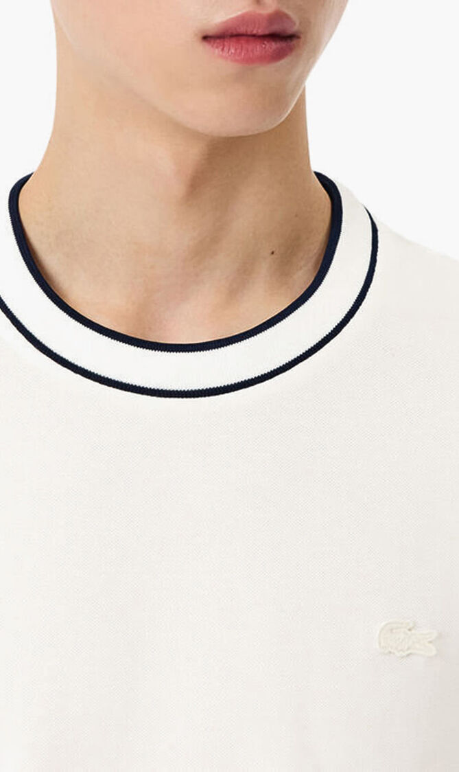 Stretch Pique Stripe Collar T-shirt