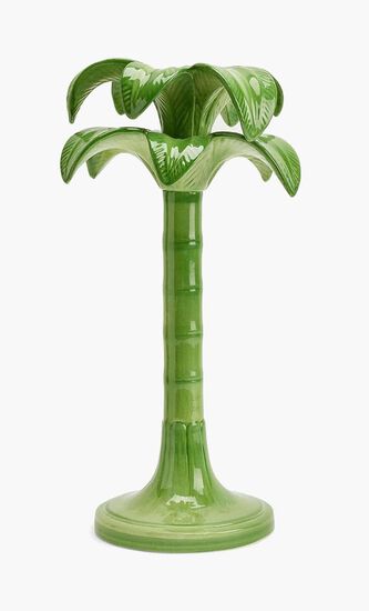 LMS PALM CANDLESTICK HOLDER - GREEN - LARGE