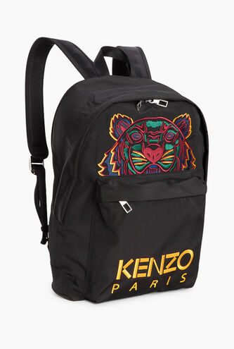 Classic Embroidered Tiger Logo Canvas Backpack