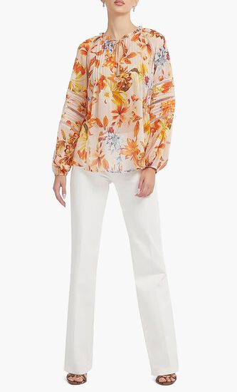 Florat Print Trim Top