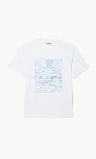 Tennis Court Print Cotton T-shirt