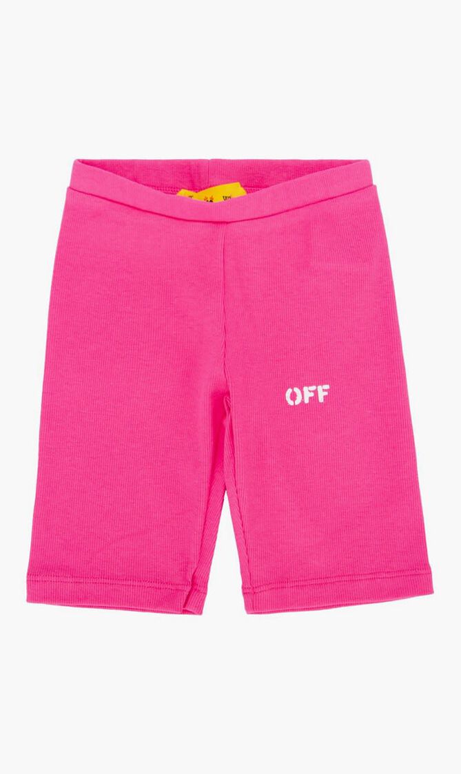 OFF STAMP RIB LEGGINGS SHORT FUCHSIA WHI
