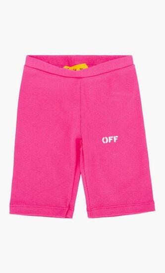 OFF STAMP RIB LEGGINGS SHORT FUCHSIA WHI