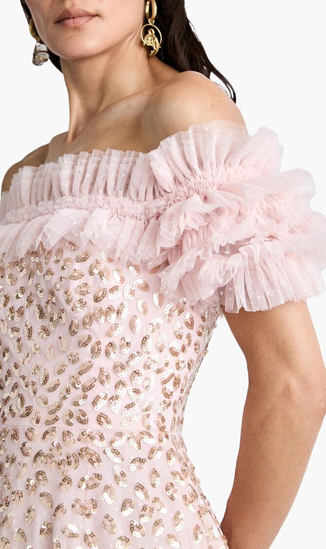 Autumn Leaves Off Shoulder Ballerina Dress