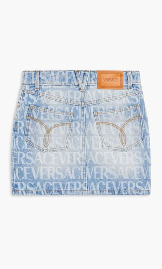 SKIRT MINI DENIM AO LASER VERSACE LOGO