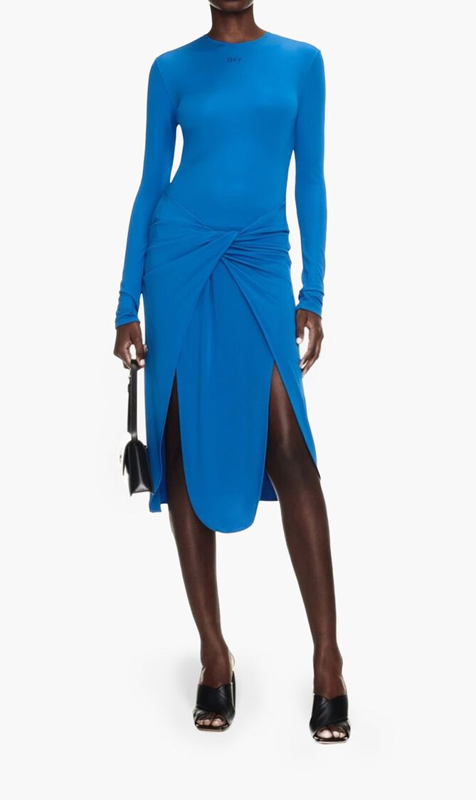 VI CREPE TWIST MIDI DRESS NAUTICAL BLUE