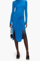 VI CREPE TWIST MIDI DRESS NAUTICAL BLUE