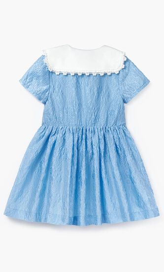 BLUE TEXTURED COTTON DRESS