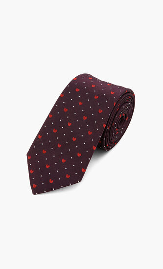 Heart Print Silk Tie