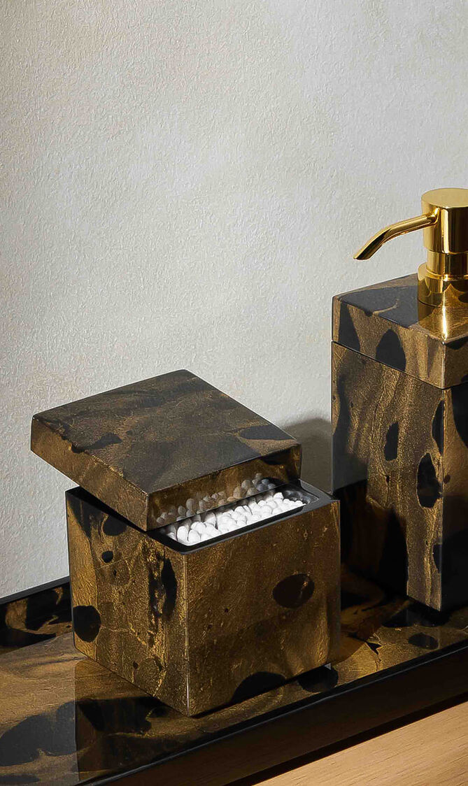 Black Gold Marble Cube Box