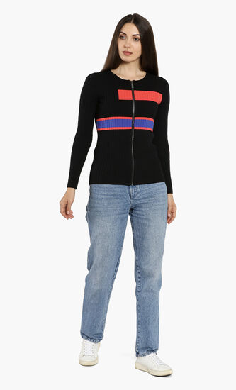 Stripes Zipped Cardigan