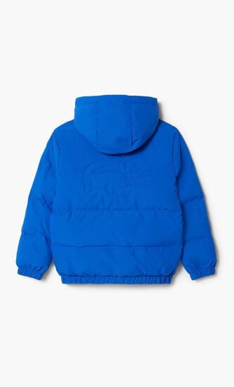 Hooded Puffer Jacket with Crocodile at the back