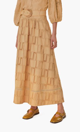 Sand Crochet Midi Skirt