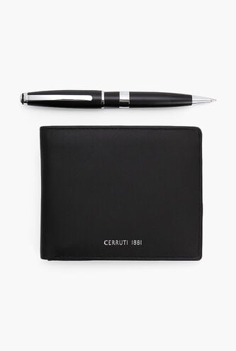 Smooth Leather Bi-fold Wallet and Irving Ballpoint Pen Set