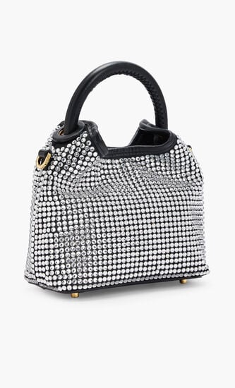 MADELEINE CRYSTAL STRASS/LEATHER SILVER/BLACK