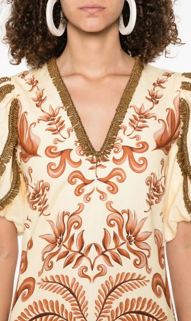 Milani Off White V Neckline Short Sleeve Maxi Dres