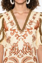 Milani Off White V Neckline Short Sleeve Maxi Dres