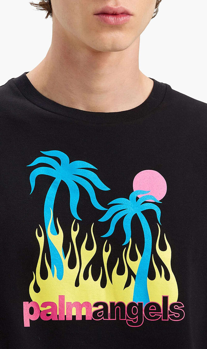 BURNING OASI SLIM TEE BLACK MULTICOLOR