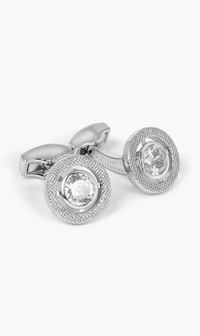 Halo Round Cubic Zirconia Cufflinks