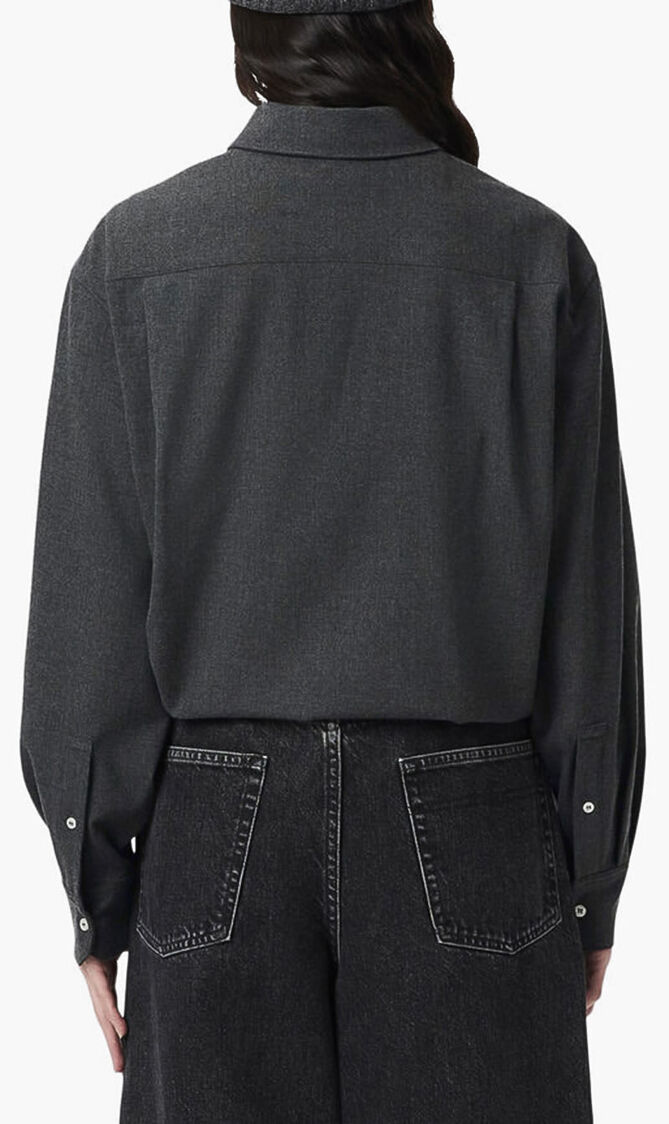 Oversized Polo Style Flannel Shirt