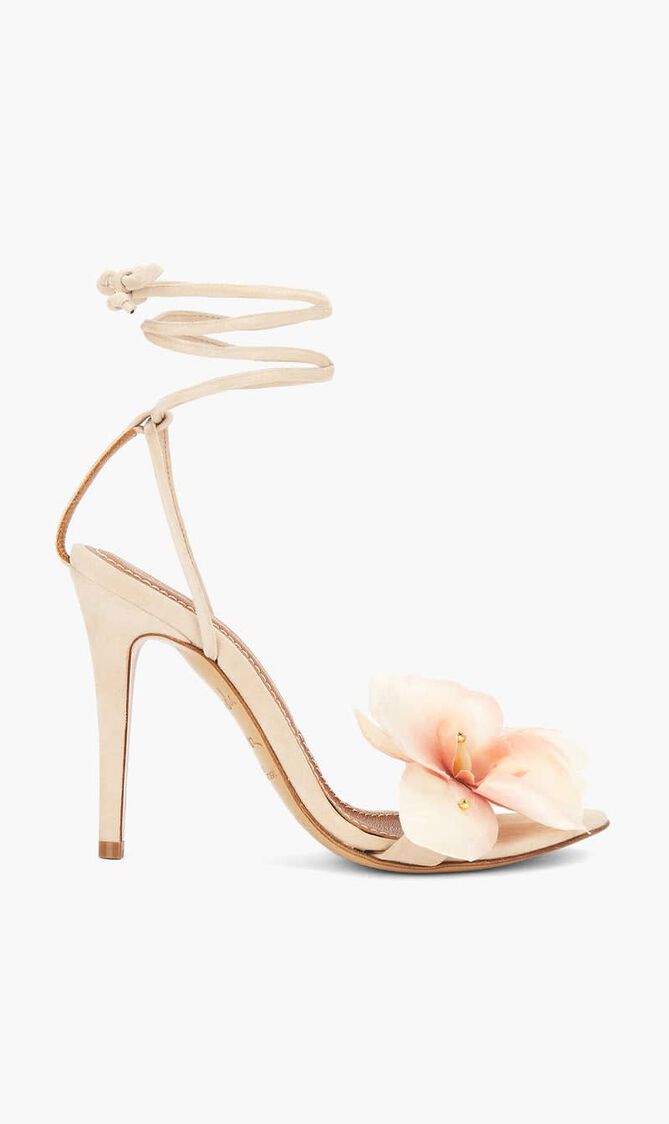 FLOWER BLUSH LEATHER SANDALS