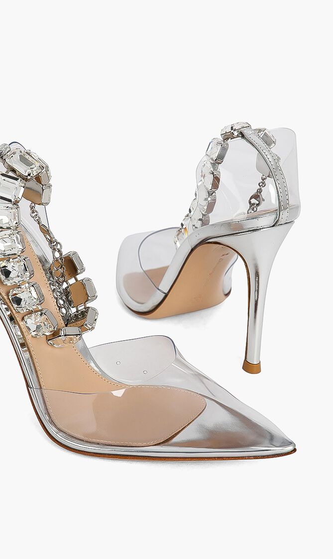 Crystal Embellished Transparent Pumps