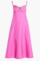 PINK TEXTURED DIAMANTE DETAIL MIDI DRESS