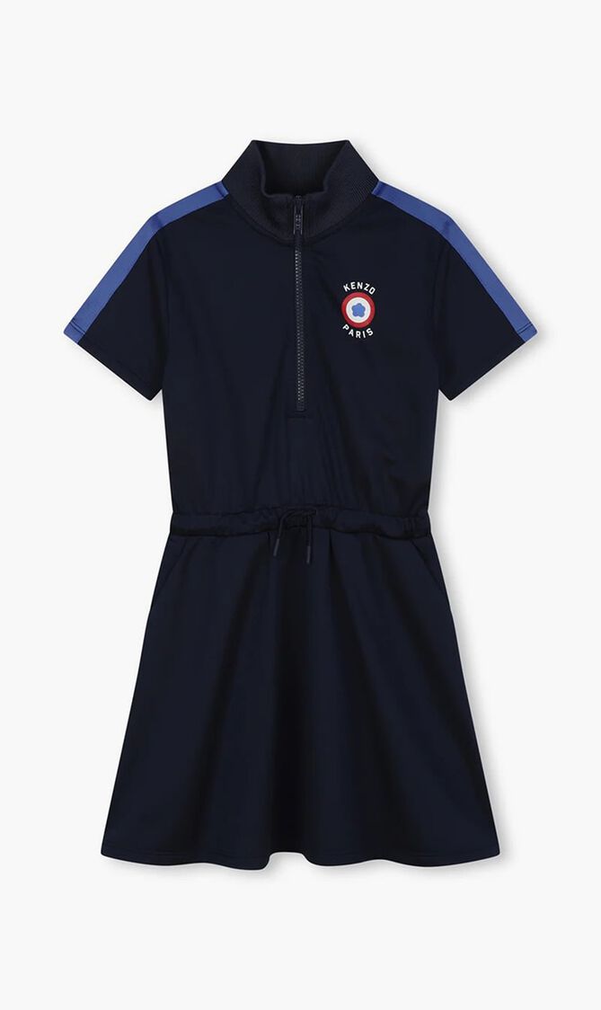 Logo Print Drawstring Dress