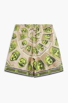 SHORTS TWILL SILK FABRIC WITH MASKS FOULARD PRINT