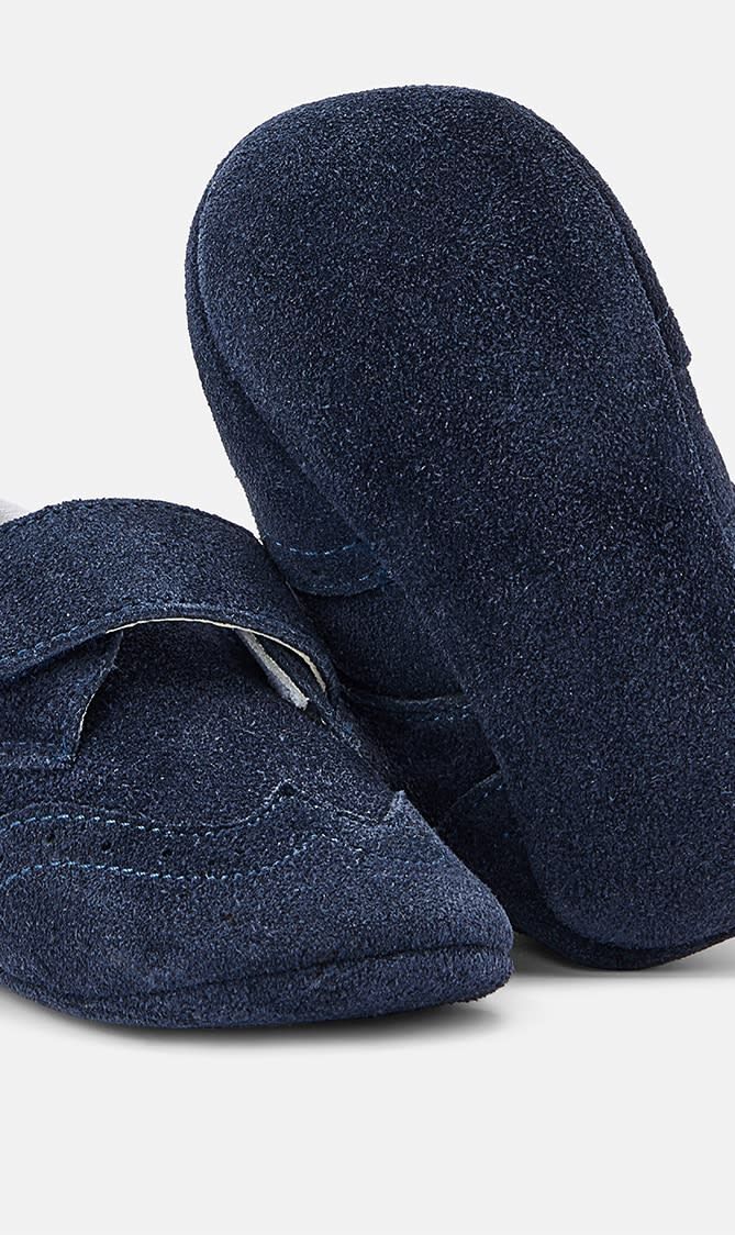 SUEDE LEATHER SINGLE STRAP VELCRO BROGUES
