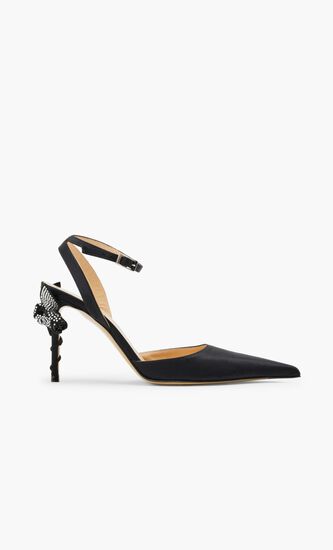 Wonder Tulip Black Satin High HeeLong Sleeve 95Mm