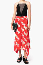 Pixel Horse Print Silk Skirt