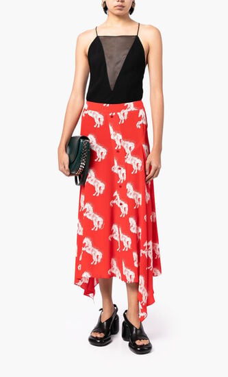 Pixel Horse Print Silk Skirt