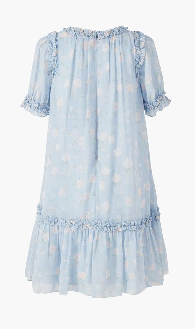 ROSE DITSY CHIFFON SHORT SLEEVE KIDS DRESS