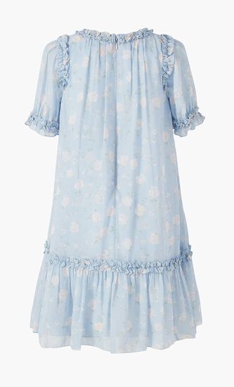 ROSE DITSY CHIFFON SHORT SLEEVE KIDS DRESS