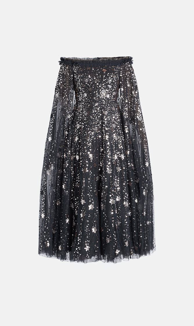 SHOOTING STARS CAPE ANKLE GOWN