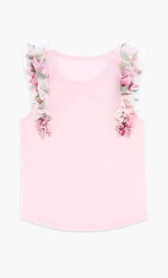 Toni Roses Ruffle Trim Top