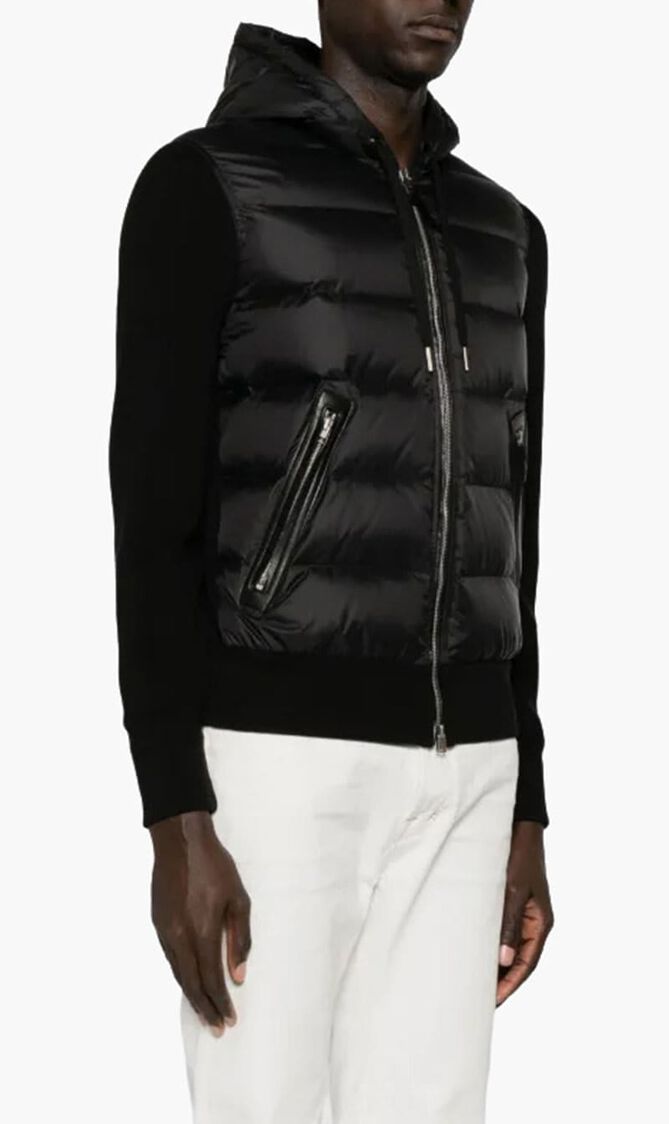 Hooded Jacket with Knit Insert