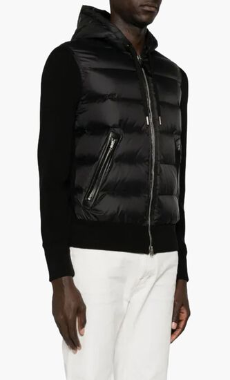 Hooded Jacket with Knit Insert