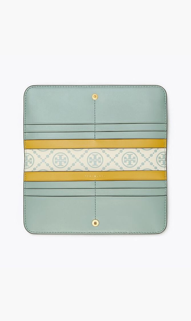 T Monogram Contrast Embossed Zip Slim Wallet T Monogram Contrast Embossed Zip Slim Wallet