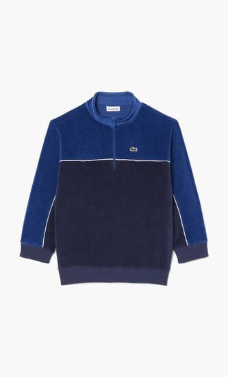 Zipped Velvet Color Block Sweatshirt